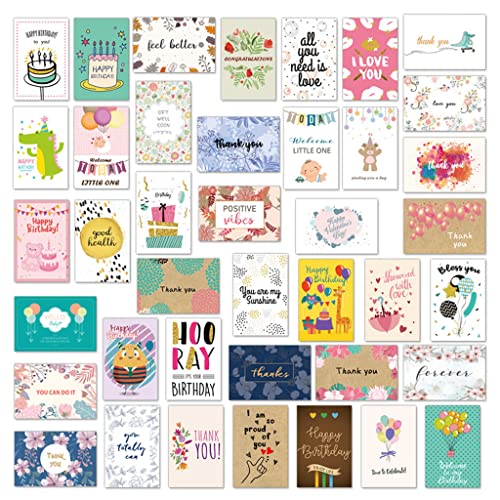 40 Stück Geburtstagskarten Sortiment Grußkarte Postkarten Einladung mit Umschlag Weihnachtsgrußkarten für Kinder 40 Stück Geburtstagskarten Sortiment Grußkarte Postkarten Einladung mit Umschlag Weihnachtsgrußkarten für Kinder von ROYJJ