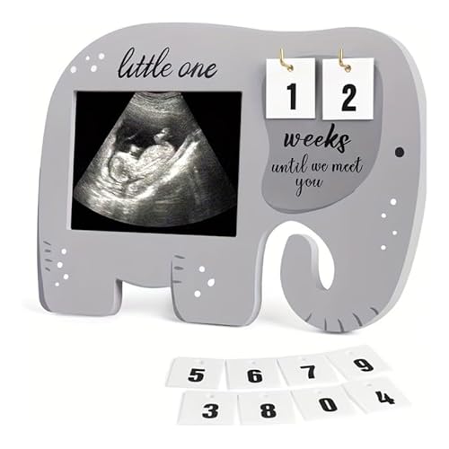 Baby First Scan-Bilderrahmen Elefanten-Bilderrahmen mit Countdown-Wochen, Holz, einzigartige werdende Mutter Baby First Scan-Bilderrahmen Elefanten-Bilderrahmen mit Countdown-Wochen, Holz, einzigartige werdende Mutter von ROYJJ