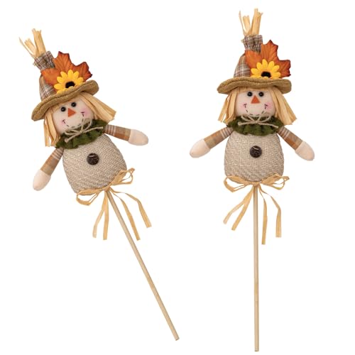 ROYJJ Vogelscheuchen im Set mit 2 Stäbchenfiguren, Thanksgiving-Dekoration, handgefertigte Puppen, Ornament, Strohmann-Figur von ROYJJ
