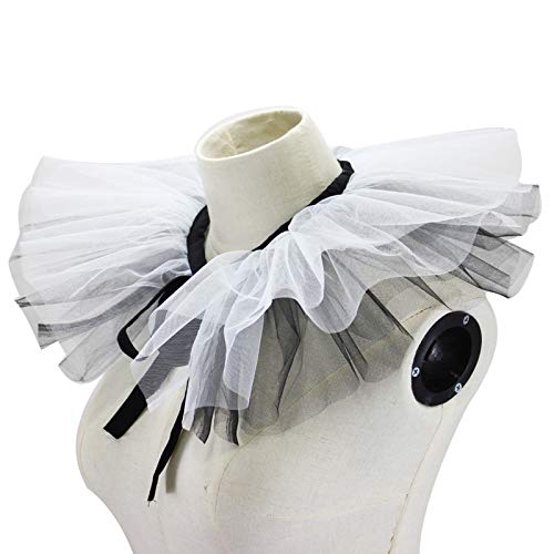 SZYDD Renaissances-Tüll-Kragen, gerüscht, Kunstkragen, geschichtet, schwarz-weiß, Tüll, Choker, Krawatte, viktorianischer Hals, Rüschen, Cosplay, Schal, schwarz-weiß, Netzstoff, geschwollener Kragen SZYDD Renaissances-Tüll-Kragen, gerüscht, Kunstkragen, geschichtet, schwarz-weiß, Tüll, Choker, Krawatte, viktorianischer Hals, Rüschen, Cosplay, Schal, schwarz-weiß, Netzstoff, geschwollener Kragen von ROYJJ