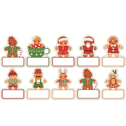 160 Stück Selbstklebende Aufkleber für Weihnachtsgeschenke, Beschreibbare Etiketten: Lebkuchenmann, Weihnachtsmann-Aufkleber zur Dekoration, Namensaufkleber, Marmeladenglasaufkleber von ROYUEXT