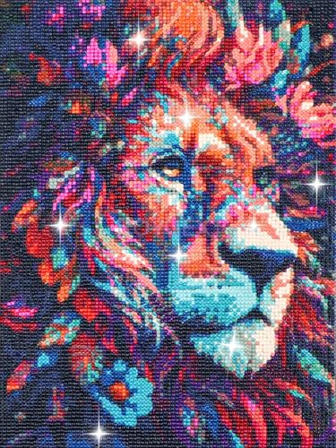 ROYUEXT Diamond painting für Erwachsene und Kinder, 5D Diamond painting Set Löwe, Diamond painting Set Dekoration für Wohnzimmer und Schlafzimmer, 30 × 40 cm (Innenmaß 25 × 34,5 cm) von ROYUEXT
