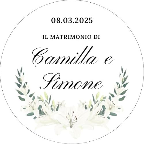 100 personalisierbare Etiketten für Hochzeit – Tags mit Namen und Datum des Brautpaars, Hochzeit (Stil 1) von RP Grafica
