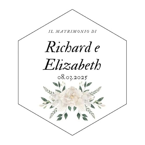 100 personalisierbare Etiketten für Hochzeit – Tags mit Namen und Datum des Brautpaars, Hochzeit (Stil 2) von RP Grafica