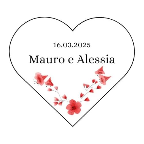 100 personalisierbare Etiketten für Hochzeit – Tags mit Namen und Datum des Brautpaars, Hochzeit (Stil 4) von RP Grafica