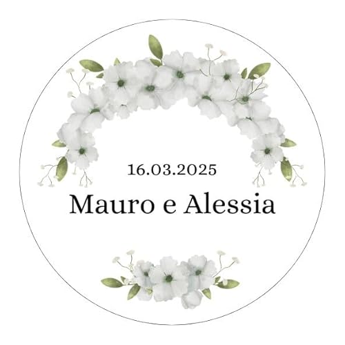 100 personalisierbare Etiketten für Hochzeit – Tags mit Namen und Datum des Brautpaars, Hochzeit (Stil 5) von RP Grafica