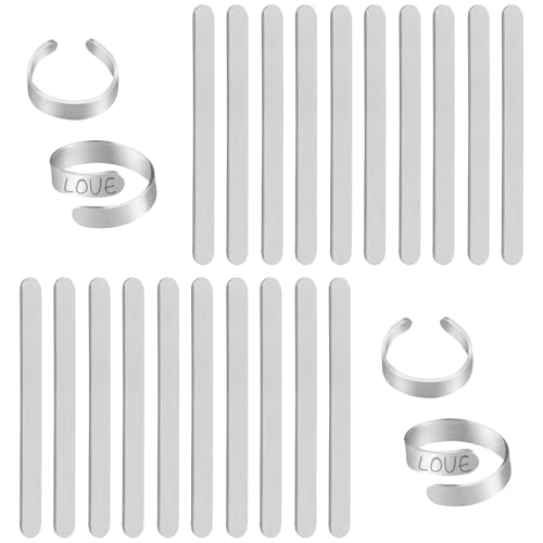 RP Remarkable Power, 20 Stück Ringrohlinge aus Metall, Stanzen, Biegeringe, flach, Metall, blanko, für DIY-Schmuckherstellung (Silber) von RP Remarkable Power