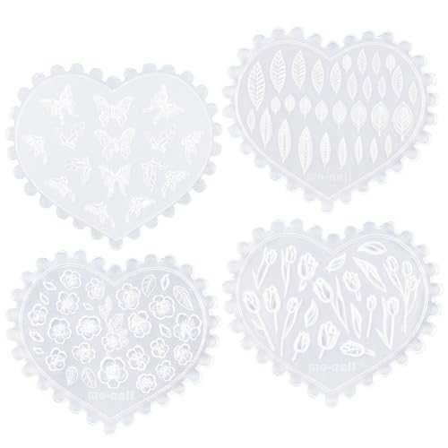 RP Remarkable Power, 4 Stück Frühlingsformen aus Polymerton, Mini-Blumen- und Blatt-Silikonform für Schmuck- und Ohrringherstellung von RP Remarkable Power