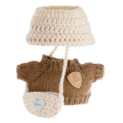 Puppenkleidung für 17cm Puppe Plüsch, 3 Stück Kleidung für Puppe, 3 PCS Set Doll Clothes for 17cm Doll, Clothes for 17cm Dolls Accessories, Mode Puppe Kleidung für Puppenzubehör(Keine Puppe) (Braun) von RPEIXYA