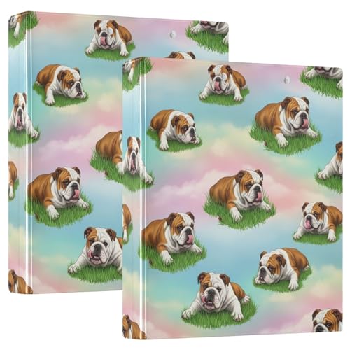 3-Ringbuch, 2 Stück, Hunde liegendes Gras, D-Ringbuch mit Klemmbrett, große 3-Ringbücher für Schule, Uni, Büro von RPLIFE