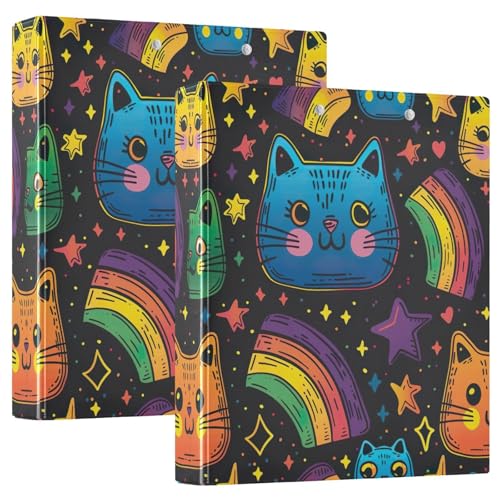 3-Ringbuch, 2 Stück, LGBT Pride Month Cute Cats Stars D-Ringbuch mit Klemmbrett, große 3-Ringbücher für Schule, Uni, Büro von RPLIFE