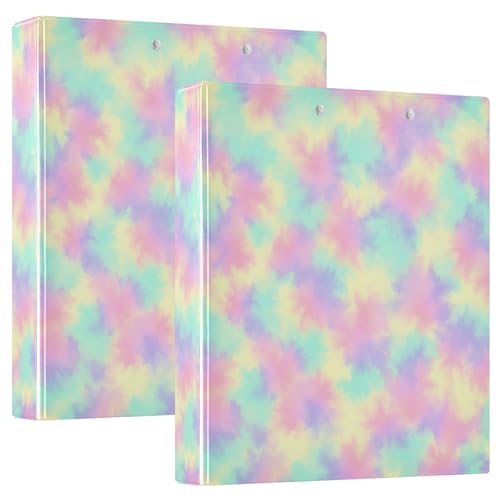 3-Ringbuch, 2 Stück, Pastell-Batik, D-Ringbuch mit Taschen, große 3-Ringbücher für Schule, Uni, Büro von RPLIFE