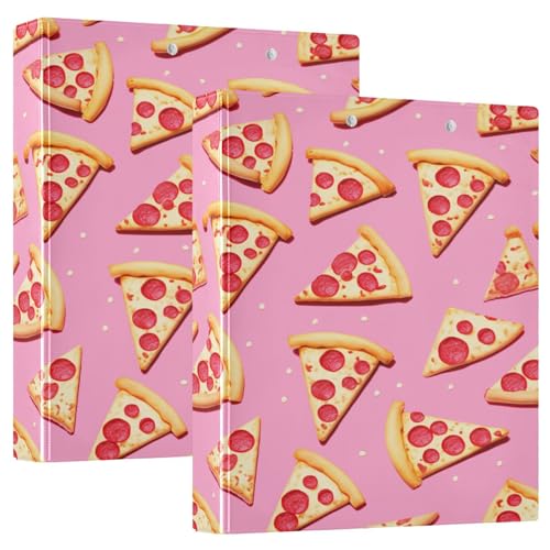 3-Ringbuch, 2 Stück, Pizza-Rosa, D-Ringbuch mit Klemmbrett, große 3-Ringbücher für Schule, Uni, Büro von RPLIFE