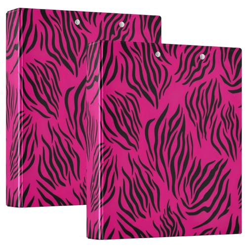 3-Ringbuch, 2 Stück, schwarze Zebrastreifen, Hot Pink, D-Ringbuch mit Klemmbrett, große 3-Ringbücher für Schule, Uni, Büro 3-Ringbuch, 2 Stück, schwarze Zebrastreifen, Hot Pink, D-Ringbuch mit Klemmbrett, große 3-Ringbücher für Schule, Uni, Büro von RPLIFE