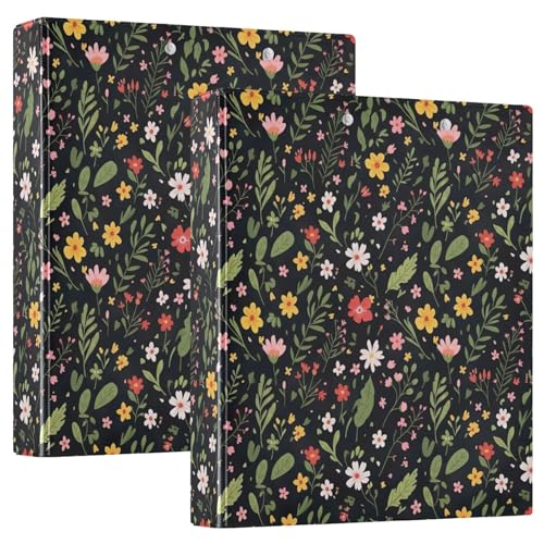 3-Ringbuch, 2 Stück, skurriles Wildblumen-D-Ringbuch mit Klemmbrett, große 3-Ringbücher für Schule, Uni, Büro 3-Ringbuch, 2 Stück, skurriles Wildblumen-D-Ringbuch mit Klemmbrett, große 3-Ringbücher für Schule, Uni, Büro von RPLIFE