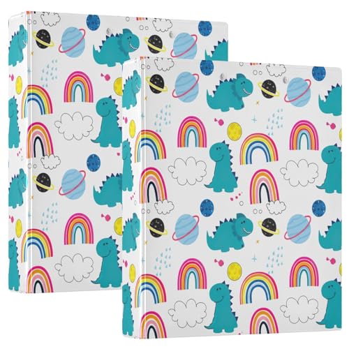 3-Ringbuch, 3,8 cm, niedliche Dinosaurier, Regenbögen, weiß, D-Ringordner mit Klemmbrett, große 3 Ordner für Schule, Uni, Büro 3-Ringbuch, 3,8 cm, niedliche Dinosaurier, Regenbögen, weiß, D-Ringordner mit Klemmbrett, große 3 Ordner für Schule, Uni, Büro von RPLIFE