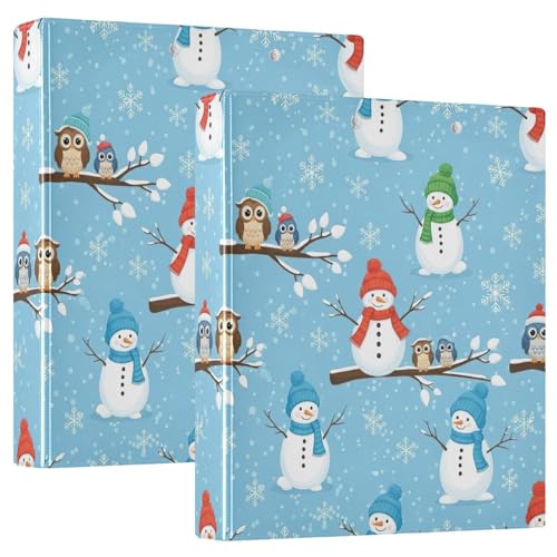 3-Ringbuch, 3,8 cm, niedliche Schneemänner, Hüte, Schals, D-Ringbuch mit Klemmbrett, große 3 Ordner für Schule, Uni, Büro von RPLIFE