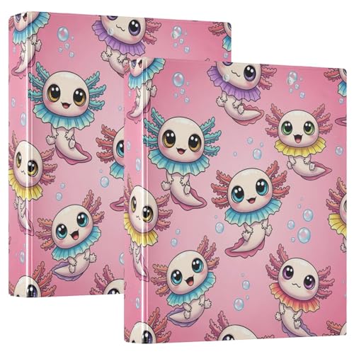 3-Ringbuch, 3,8 cm, niedlicher Cartoon-Axolotls-D-Ringordner mit Klemmbrett, große 3 Ordner für Schule, Uni, Büro 3-Ringbuch, 3,8 cm, niedlicher Cartoon-Axolotls-D-Ringordner mit Klemmbrett, große 3 Ordner für Schule, Uni, Büro von RPLIFE