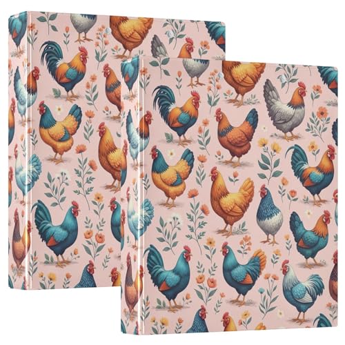3-Ringbuch, 3,8 cm, niedliches Hühner-Design, rosa D-Ringbuch mit Klemmbrett, große 3 Ordner für Schule, Uni, Büro 3-Ringbuch, 3,8 cm, niedliches Hühner-Design, rosa D-Ringbuch mit Klemmbrett, große 3 Ordner für Schule, Uni, Büro von RPLIFE