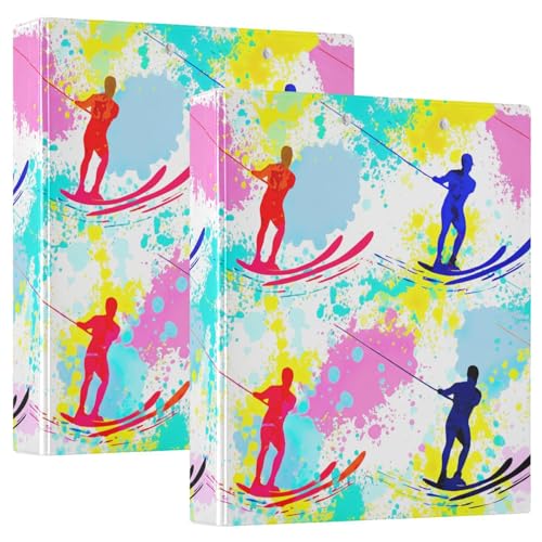3-Ringbuch, 3-Ringbuch, Wasserski-Silhouetten, weiche Farbe, D-Ringbuch mit Klemmbrett, 3 große Ordner für Schule, Uni, Büro, 3,8 cm 3-Ringbuch, 3-Ringbuch, Wasserski-Silhouetten, weiche Farbe, D-Ringbuch mit Klemmbrett, 3 große Ordner für Schule, Uni, Büro, 3,8 cm von RPLIFE