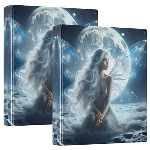 3-Ringbuch, 3 Ringe, Mystery Fairy Moon D-Ringbuch mit Klemmbrett, 3 große Ordner für Schule, Uni, Büro von RPLIFE