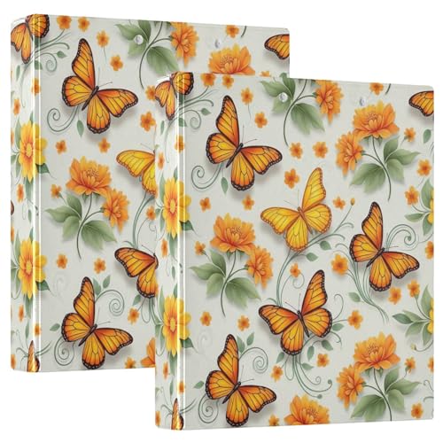 3-Ringbuch, 3 Ringe, Schmetterlinge, Orange, Gelb, D-Ringbuch mit Klemmbrett, 3 große Ordner für Schule, Uni, Büro 3-Ringbuch, 3 Ringe, Schmetterlinge, Orange, Gelb, D-Ringbuch mit Klemmbrett, 3 große Ordner für Schule, Uni, Büro von RPLIFE