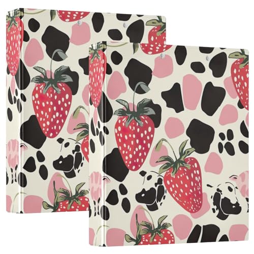 3-Ringbuch, 3 Ringe, niedliche Erdbeeren, Kuh-Punkte, D-Ringbuch mit Klemmbrett, große 3 Ordner für Schule, Uni, Büro 3-Ringbuch, 3 Ringe, niedliche Erdbeeren, Kuh-Punkte, D-Ringbuch mit Klemmbrett, große 3 Ordner für Schule, Uni, Büro von RPLIFE
