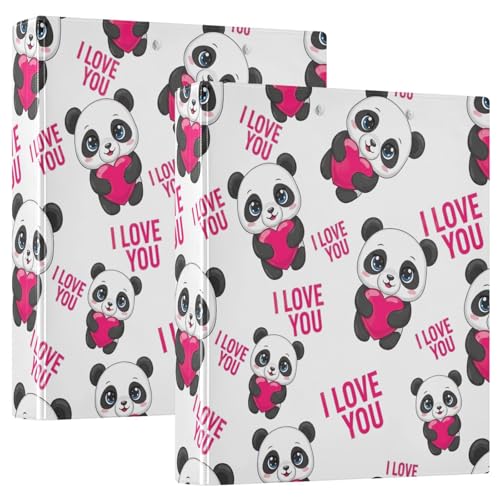 3-Ringbuch, 3 Ringe, niedliches Panda-Augen-Herzen, D-Ringbuch mit Klemmbrett, 3 große Ordner für Schule, Uni, Büro von RPLIFE