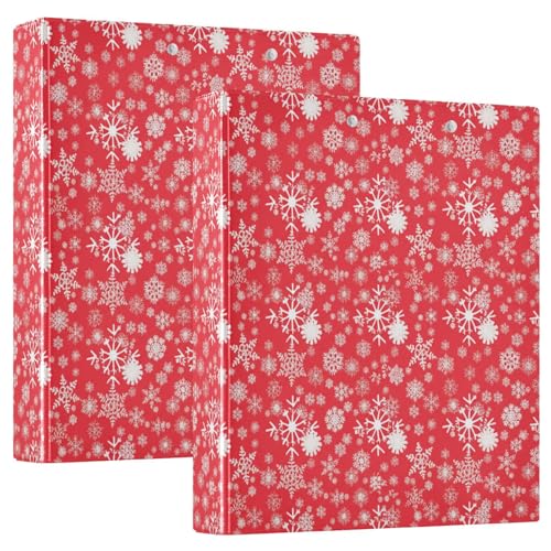 3-Ringbuch, 3 Ringe, weiße Schneeflocken, rote D-Ringbücher mit Klemmbrett, 3 große Ordner für Schule, Uni, Büro 3-Ringbuch, 3 Ringe, weiße Schneeflocken, rote D-Ringbücher mit Klemmbrett, 3 große Ordner für Schule, Uni, Büro von RPLIFE