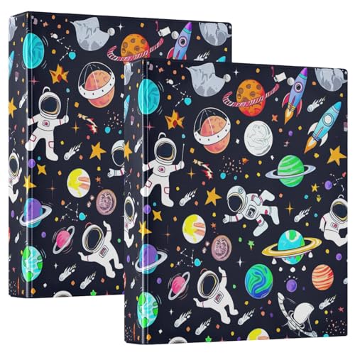 3-Ringbuch, Astronauten bunte D-Ringbücher mit Klemmbrett, große 3-Ringbücher für Schule, Uni, Büro, 2 Stück von RPLIFE