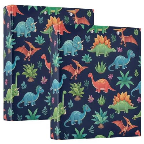 3-Ringbuch, Cartoon-Dinosaurier, D-Ringbuch mit Klemmbrett, große 3-Ringbücher für Schule, Uni, Büro, 2 Stück von RPLIFE