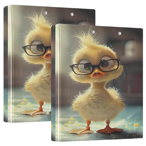 3-Ringbuch, Cartoon-Ente, lustig, D-Ringbuch mit Taschen, große 3-Ringbücher für Schule, Uni, Büro, 2 Stück von RPLIFE
