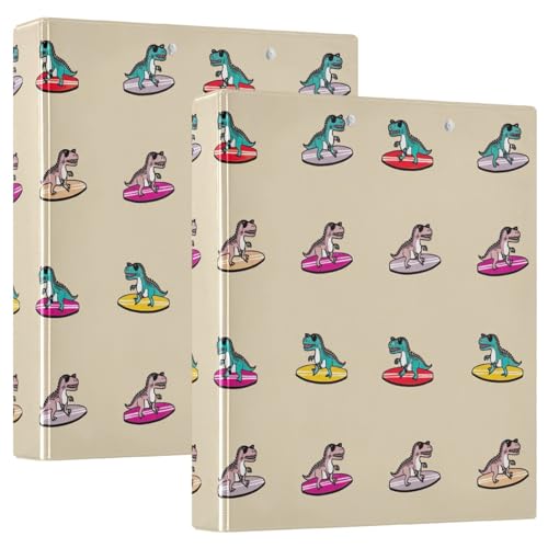 3-Ringbuch, Cartoonish T Rex Beige, D-Ringbücher mit Klemmbrett, große 3-Ringbücher für Schule, Uni, Büro, 2 Stück von RPLIFE