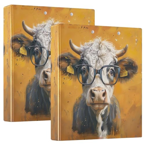 3-Ringbuch, Hochlandkuh, Gelb, D-Ringbuch mit Klemmbrett, große 3-Ringbücher für Schule, Uni, Büro, 2 Stück 3-Ringbuch, Hochlandkuh, Gelb, D-Ringbuch mit Klemmbrett, große 3-Ringbücher für Schule, Uni, Büro, 2 Stück von RPLIFE
