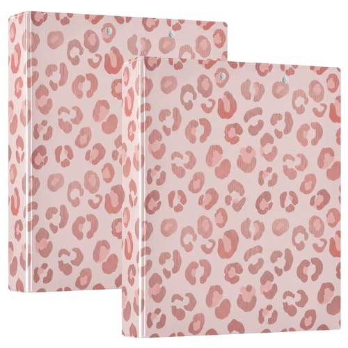 3-Ringbuch, Leopardenmuster, Pastellrosa, D-Ringbuch mit Taschen, dekorative Ordner für Schule, Uni oder Büro (2 Stück) von RPLIFE