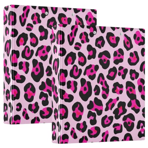 3-Ringbuch, Leopardenmuster, Rosa, Schwarz, D-Ringbuch mit Taschen, großes 3-Ringbuch für Schule, Uni, Büro, 2 Stück 3-Ringbuch, Leopardenmuster, Rosa, Schwarz, D-Ringbuch mit Taschen, großes 3-Ringbuch für Schule, Uni, Büro, 2 Stück von RPLIFE