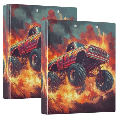 3-Ringbuch, Monster-Truck, D-Ringbücher mit Taschen, große 3-Ringbücher für Schule, Uni, Büro, 2 Stück 3-Ringbuch, Monster-Truck, D-Ringbücher mit Taschen, große 3-Ringbücher für Schule, Uni, Büro, 2 Stück von RPLIFE
