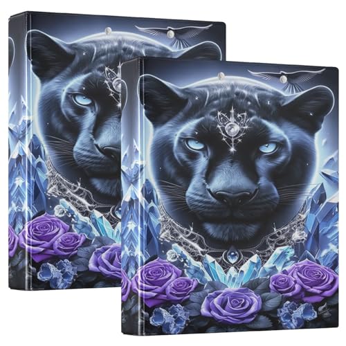 3-Ringbuch, Mystic Panther, violette Rose, D-Ringbücher mit Klemmbrett, große 3-Ringbücher für Schule, Uni, Büro, 2 Stück von RPLIFE