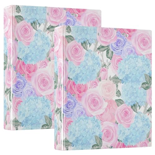 3-Ringbuch, Rosen-Hortensien, rosa und blau, D-Ringbuch mit Taschen, große 3-Ringbücher für Schule, Uni, Büro, 2 Stück 3-Ringbuch, Rosen-Hortensien, rosa und blau, D-Ringbuch mit Taschen, große 3-Ringbücher für Schule, Uni, Büro, 2 Stück von RPLIFE