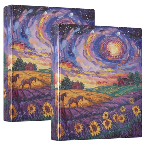 3-Ringbuch, Sonnenuntergang Lavendelfelder, Sonnenblumen, violett, D-Ringbuch mit Klemmbrett, große 3 Ordner für Schule, Uni, Büro 3-Ringbuch, Sonnenuntergang Lavendelfelder, Sonnenblumen, violett, D-Ringbuch mit Klemmbrett, große 3 Ordner für Schule, Uni, Büro von RPLIFE