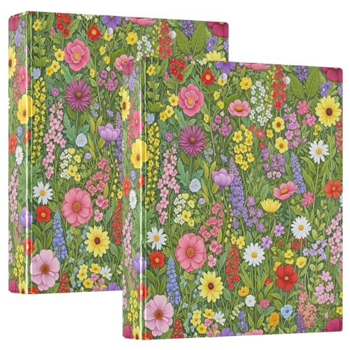 3-Ringbuch, Wildblumen-D-Ringbuch mit Klemmbrett, große 3-Ringbücher für Schule, Uni, Büro, 2 Stück von RPLIFE