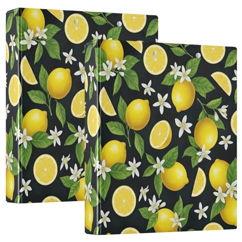 3-Ringbuch, Zitronen-D-Ringbuch mit Taschen, groß, 3-Ringbücher für Schule, Uni, Büro, 2 Stück von RPLIFE