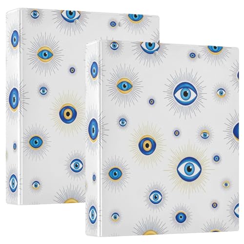 3-Ringbuch, blaue Augen, weiße D-Ringbücher mit Klemmbrett, große 3 Ordner für Schule, Uni, Büro von RPLIFE