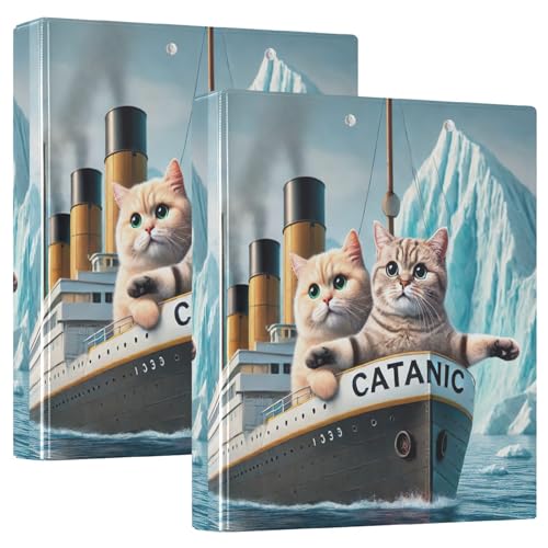 3-Ringbuch, niedliche Katzen, Titanic-Kätzchen, D-Ringbuch mit Klemmbrett, große 3 Ordner für Schule, Uni, Büro von RPLIFE