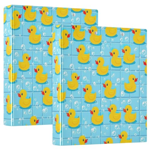 3-Ringbuch, niedliche gelbe Enten blaue D-Ringbücher mit Klemmbrett, große 3 Ordner für Schule, Uni, Büro von RPLIFE