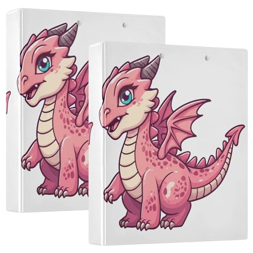 3-Ringbuch, niedlicher rosa Drache, weißer D-Ringbuch mit Klemmbrett, große 3 Ordner für Schule, Uni, Büro von RPLIFE