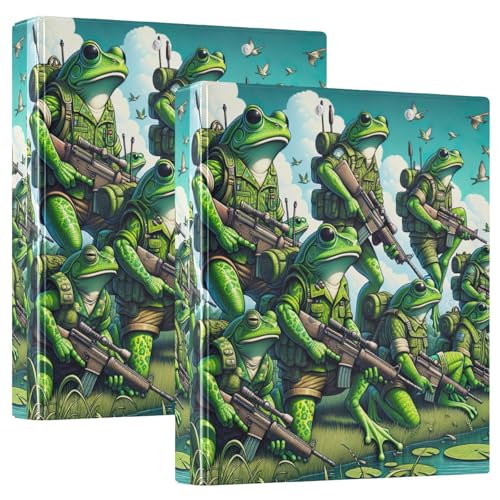 3-Ringbuch, niedliches Froschkorps-D-Ringbuch mit Taschen, große 3-Ringbücher für Schule, Uni, Büro, 2 Stück von RPLIFE