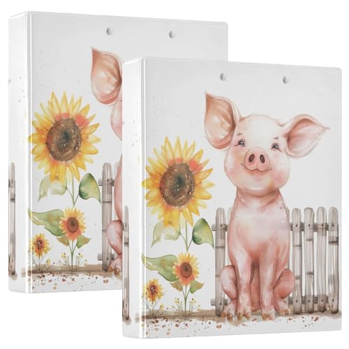 3-Ringbuch, niedliches Happy Pig D-Ringbuch mit Taschen, große 3-Ringbücher für Schule, Uni, Büro, 2 Stück 3-Ringbuch, niedliches Happy Pig D-Ringbuch mit Taschen, große 3-Ringbücher für Schule, Uni, Büro, 2 Stück von RPLIFE