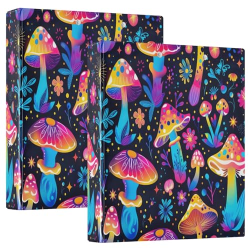 3-Ringbuch, psychedelische Pilze, Blumen, D-Ringbuch mit Klemmbrett, große 3-Ringbücher für Schule, Uni, Büro, 2 Stück von RPLIFE