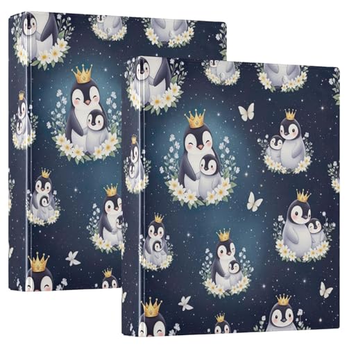 3-Ringbuch, süße Pinguine, D-Ringbuch mit Klemmbrett, große 3 Ordner für Schule, Uni, Büro, Dunkelblau (2 Stück) von RPLIFE